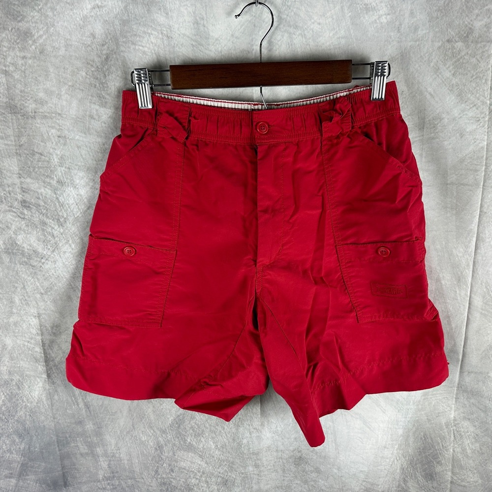 AFTCO M01 Original Fishing Shorts Mens 30 Red Supplex Nylon 6 Inch Inseam Cargo